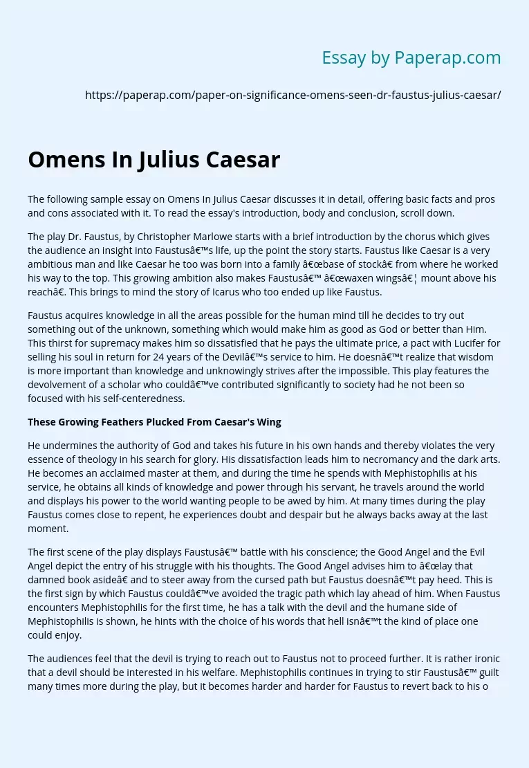 Omens In Julius Caesar