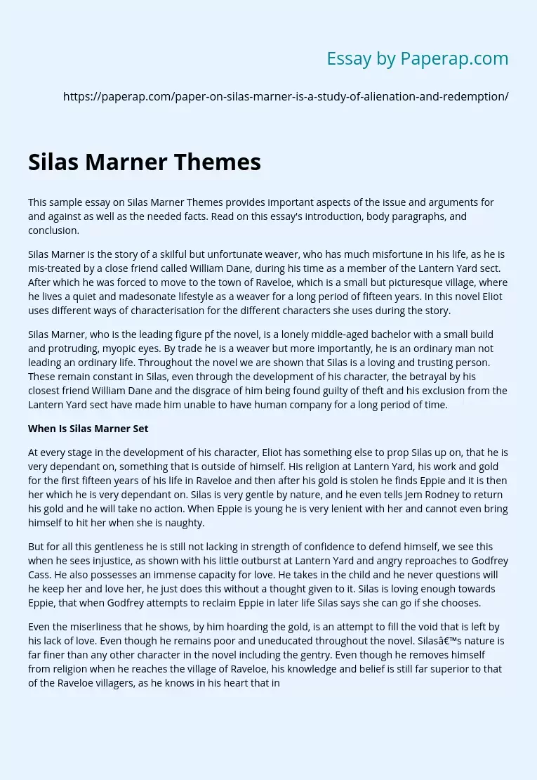 Silas Marner Themes: Alienation and Redemption