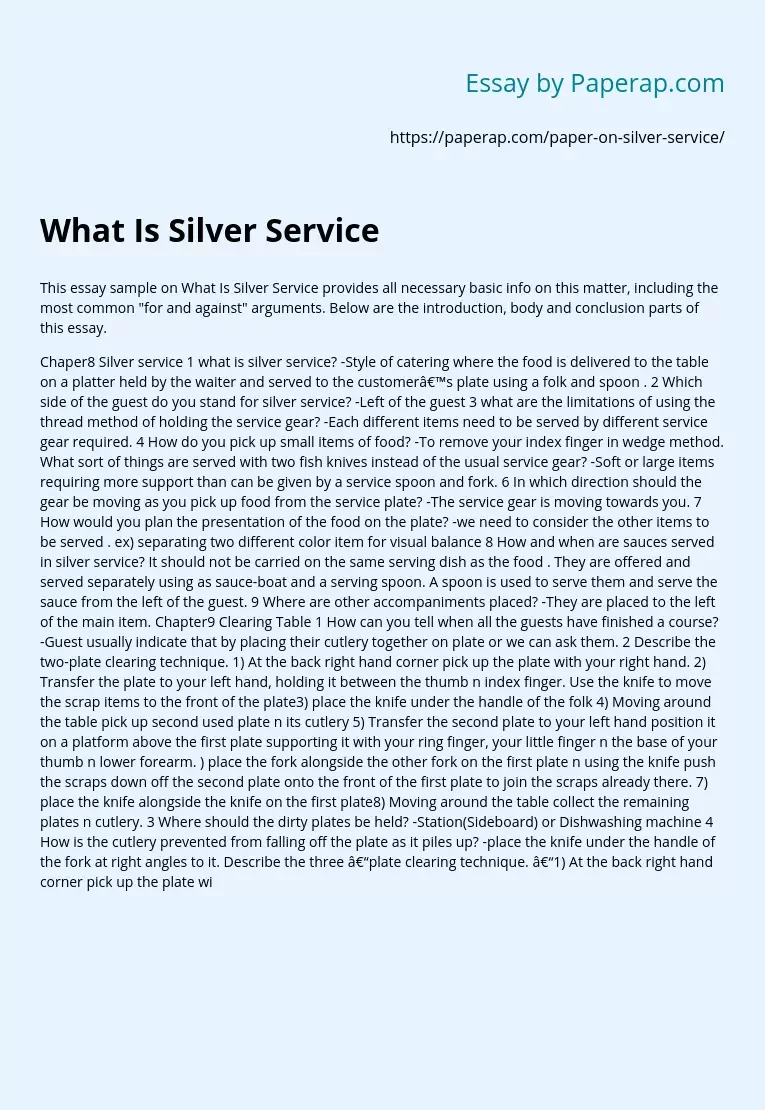 What Is Silver Service