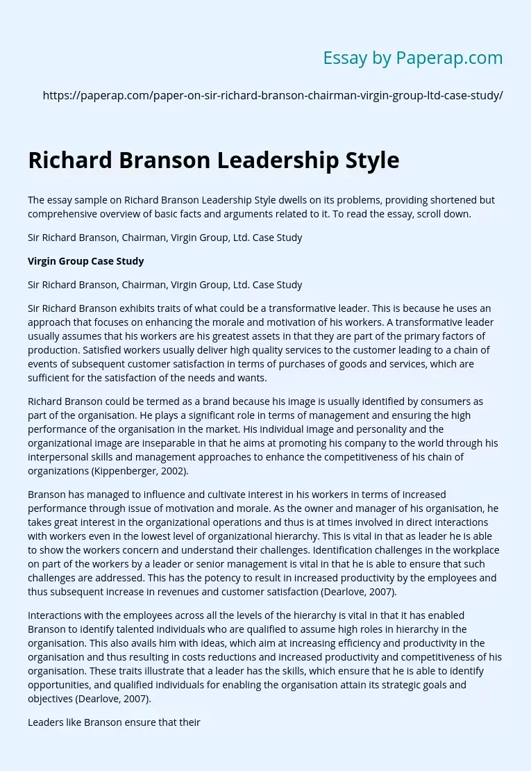 Richard Branson Leadership Style
