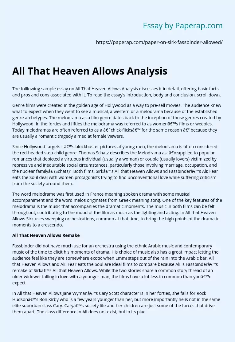All That Heaven Allows Analysis