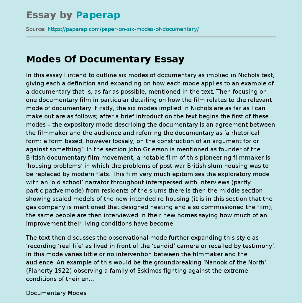 Modes Of Documentary