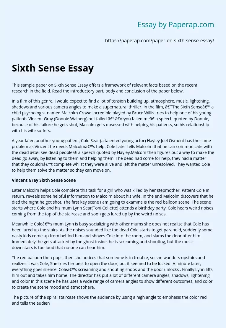 Sixth Sense Essay