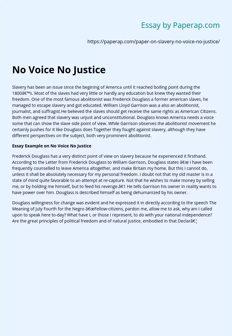 No Voice No Justice