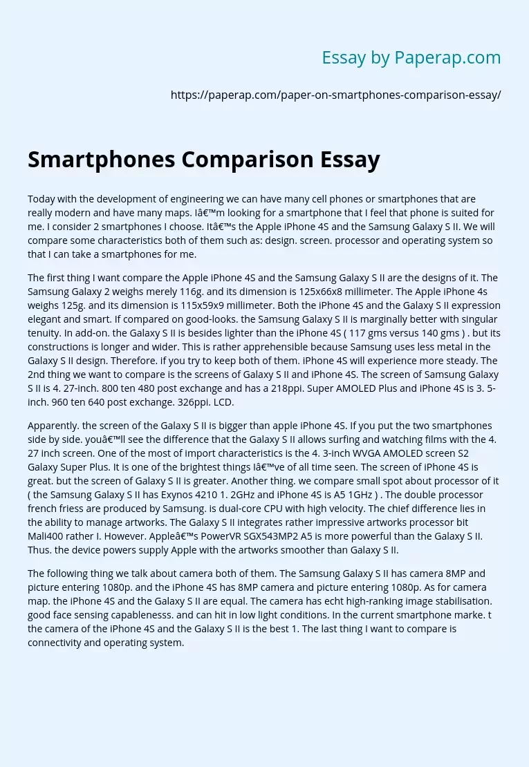 Smartphones Comparison Essay