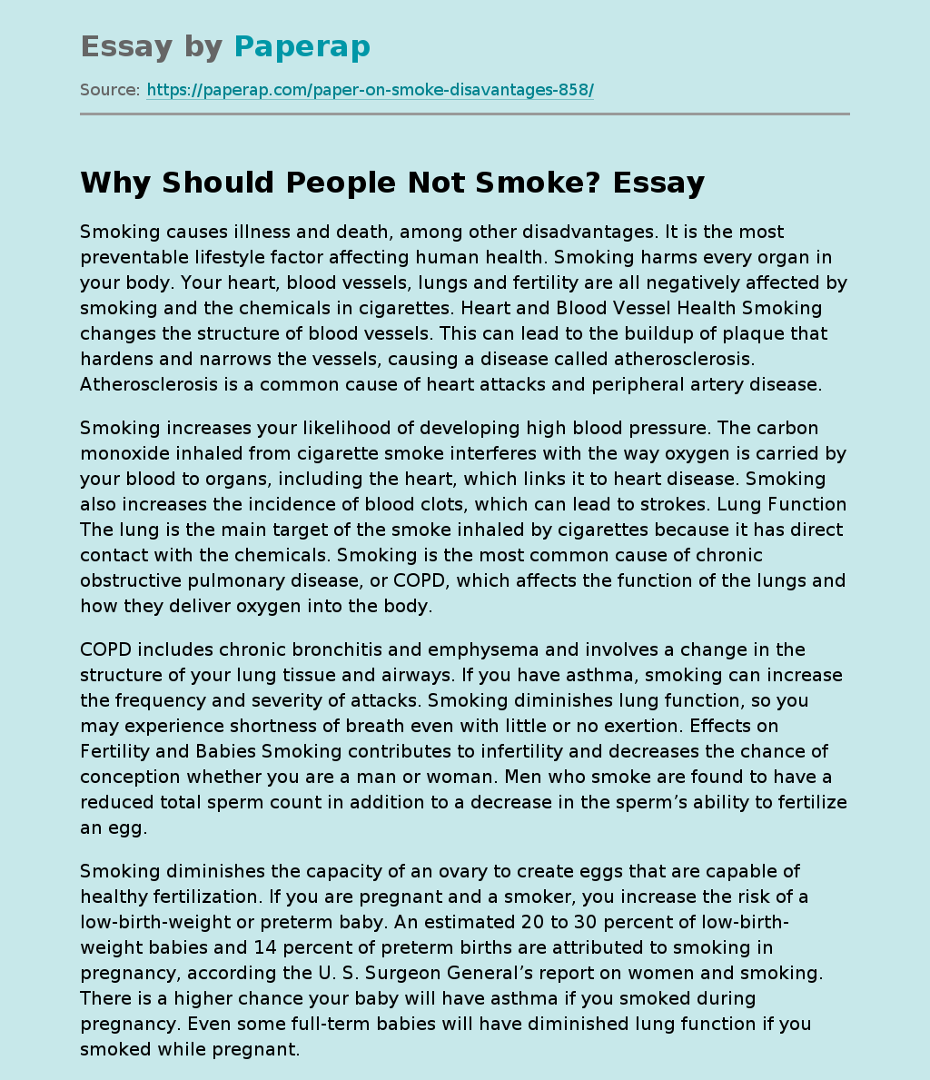 Why Should People Not Smoke?