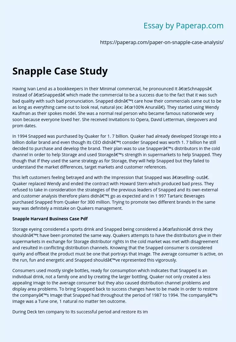 Snapple Case Study