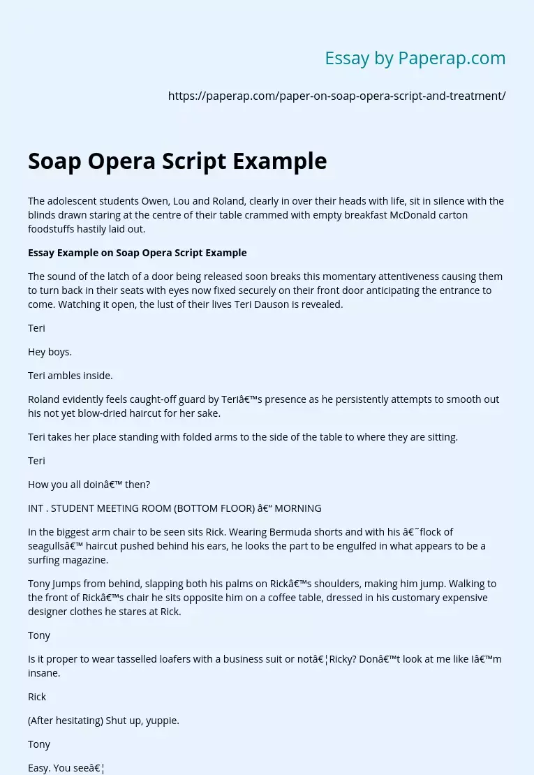 Soap Opera Script Example