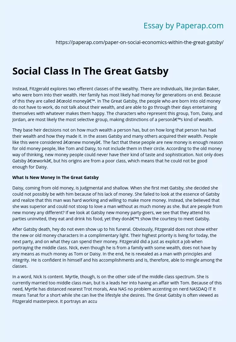 Social Class In The Great Gatsby