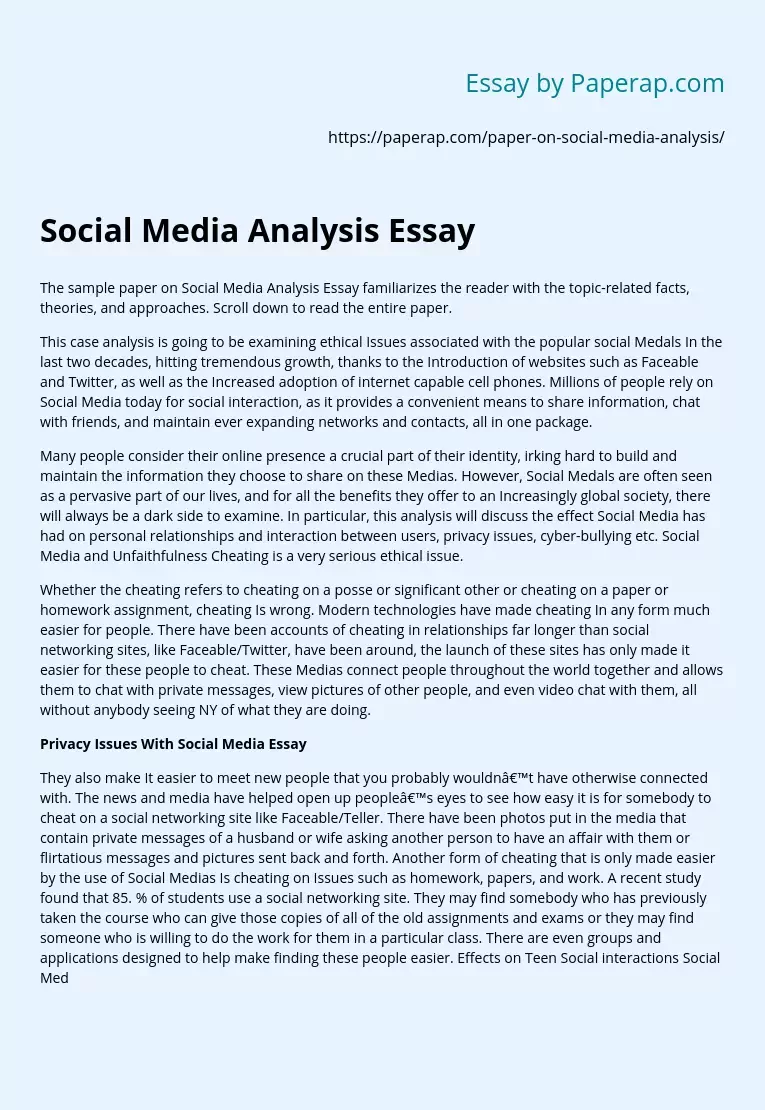 Social Media Analysis Essay