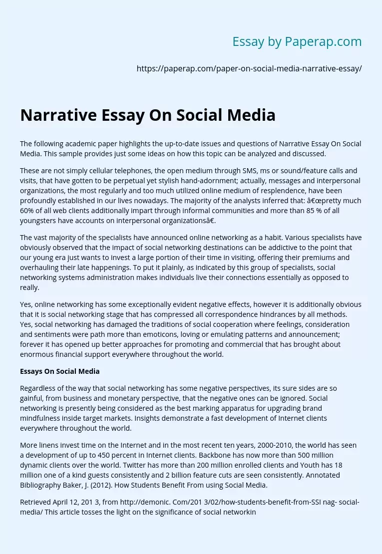 Narrative Essay On Social Media