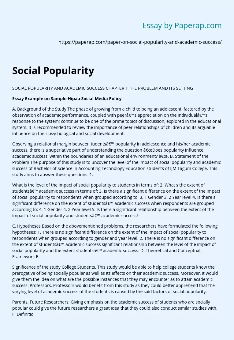 Social Popularity and Academic Success