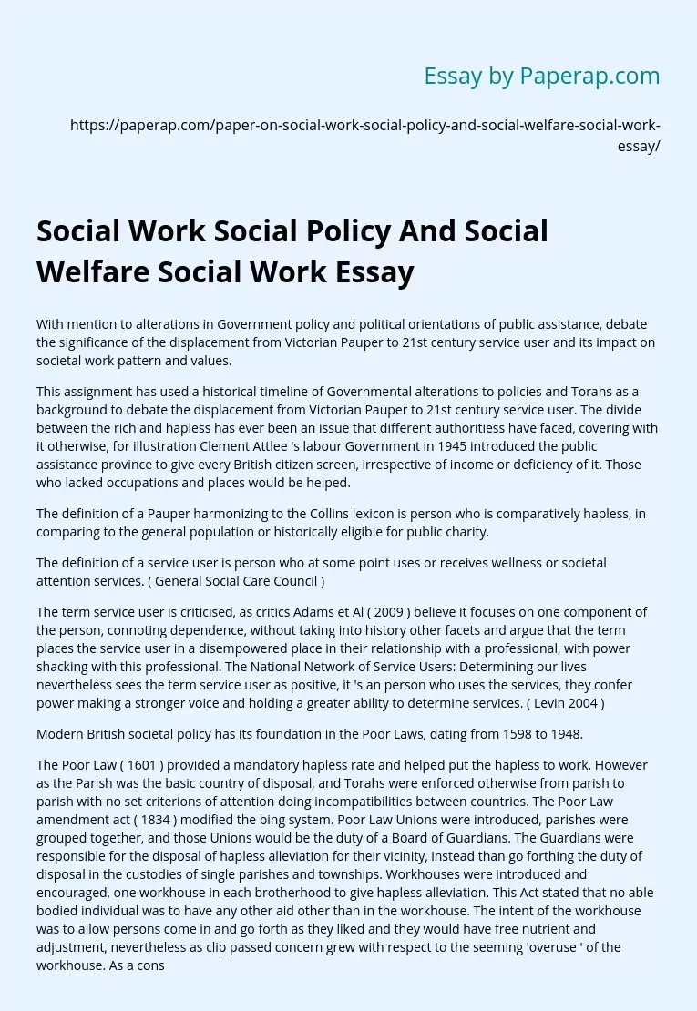 Social Work Social Policy And Social Welfare Social Work Essay