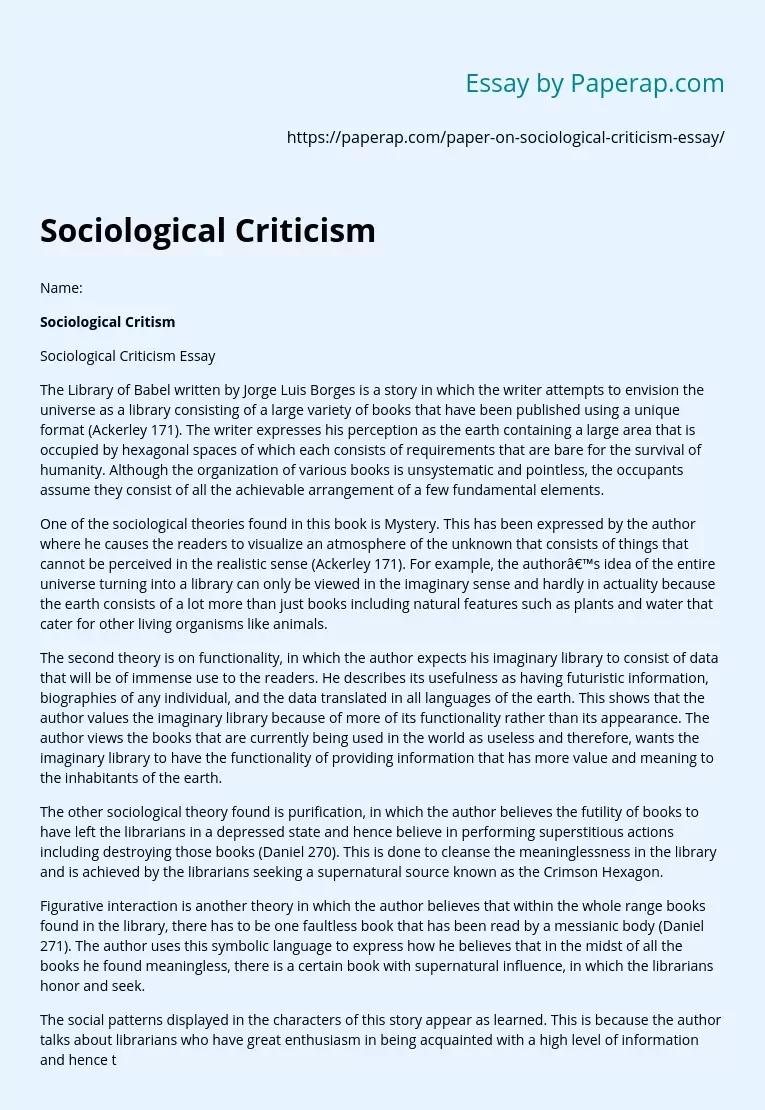 Sociological Criticism