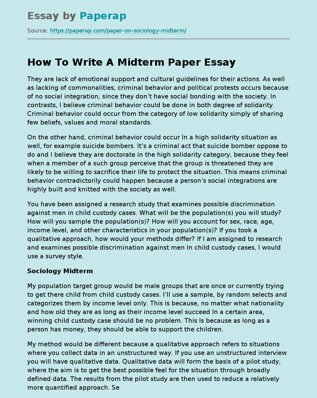 How To Write A Midterm Paper