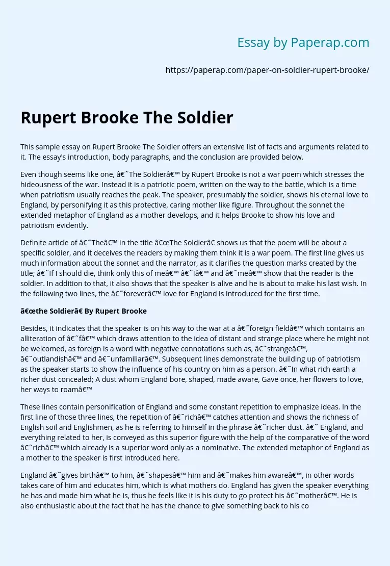 Rupert Brooke The Soldier