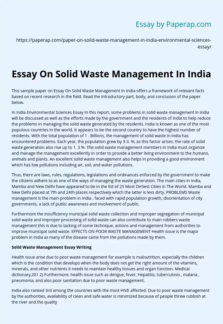 solid waste management essay