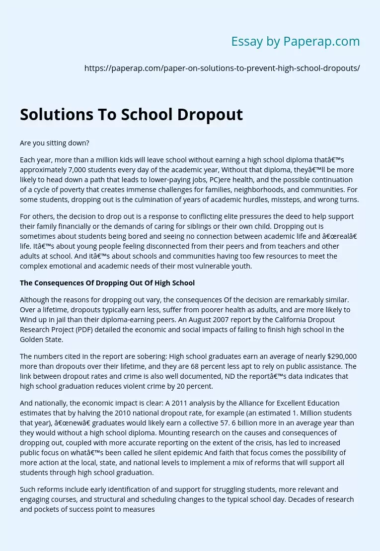 Solutions To School Dropout