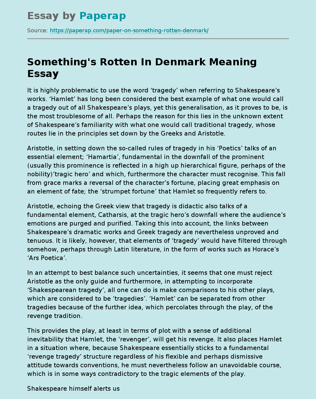 Something's Rotten In Denmark Meaning