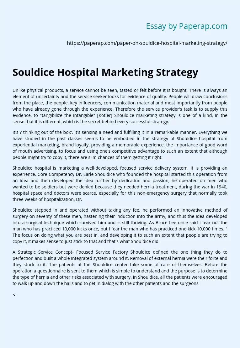 Souldice Hospital Marketing Strategy