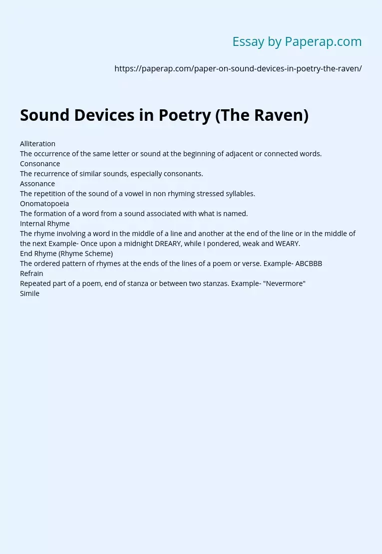Sound Devices in Poetry (The Raven)