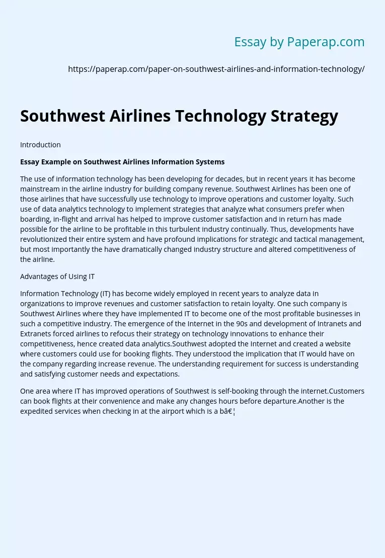 Southwest Airlines Technology Strategy