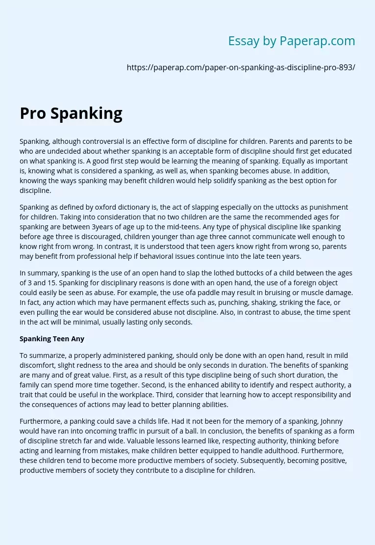 pros to spanking