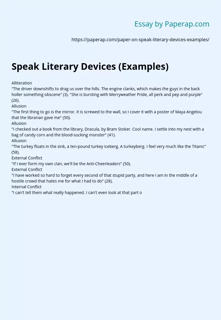 Speak Literary Devices (Examples)