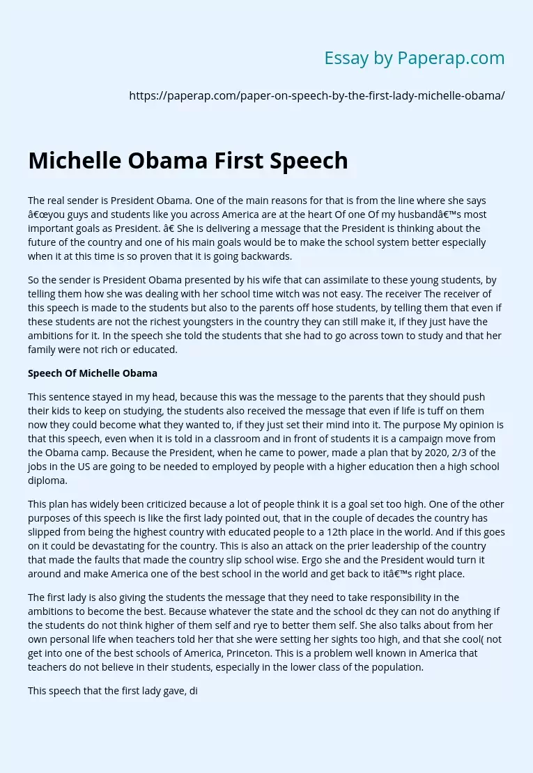 Michelle Obama First Speech