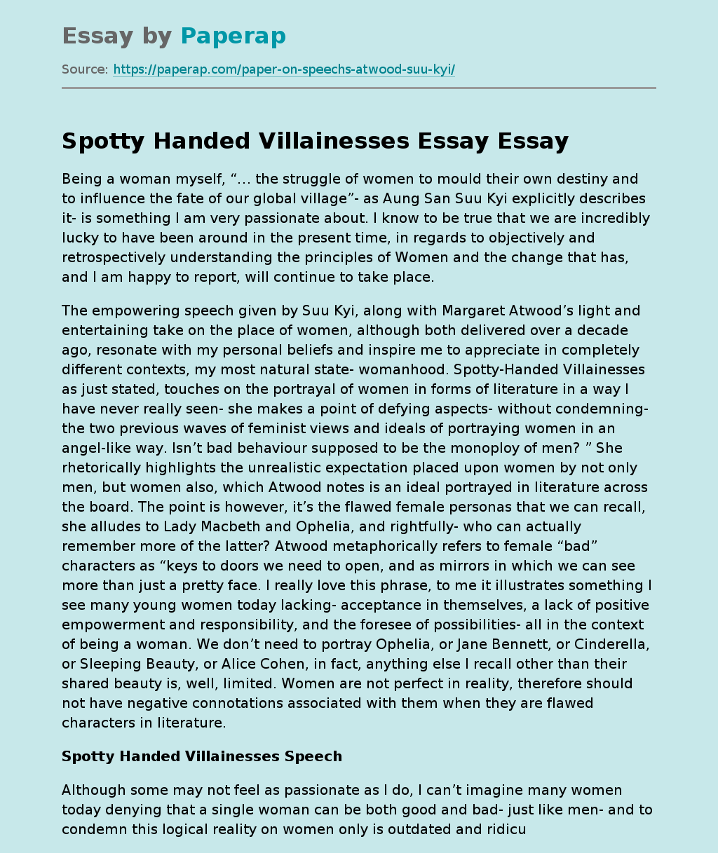 Spotty Handed Villainesses Essay