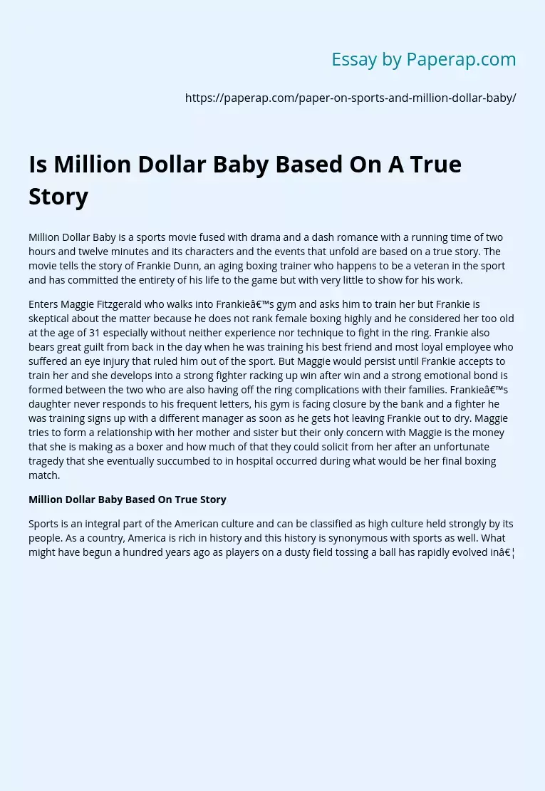Is Million Dollar Baby Based On A True Story