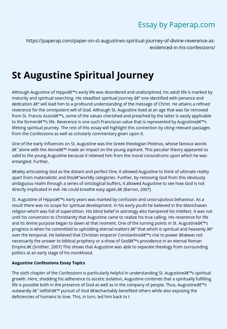 St Augustine Spiritual Journey