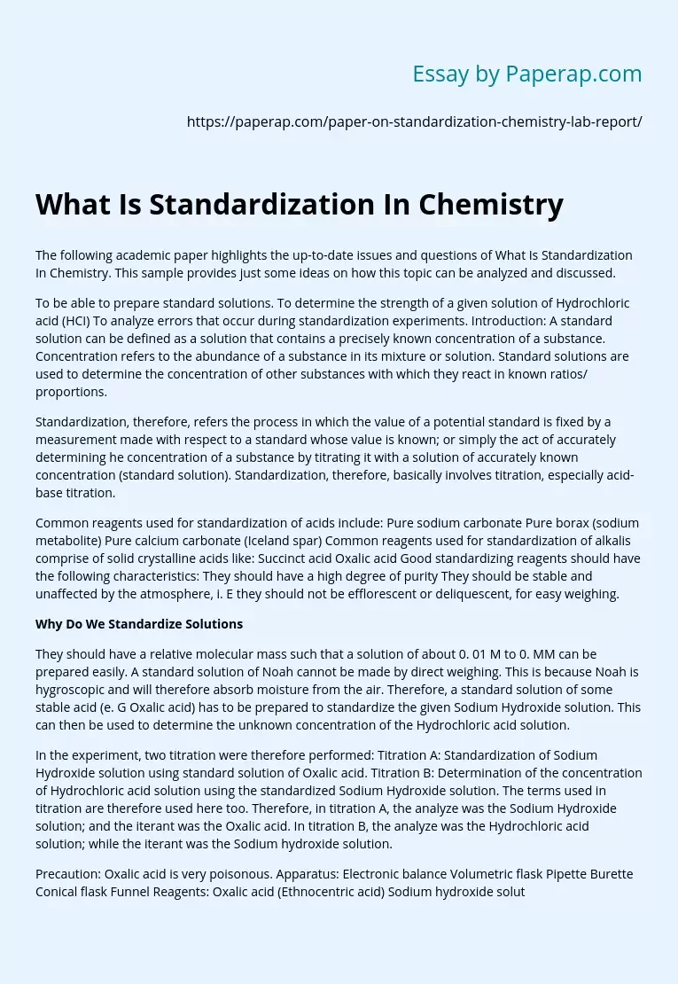 What Is Standardization In Chemistry