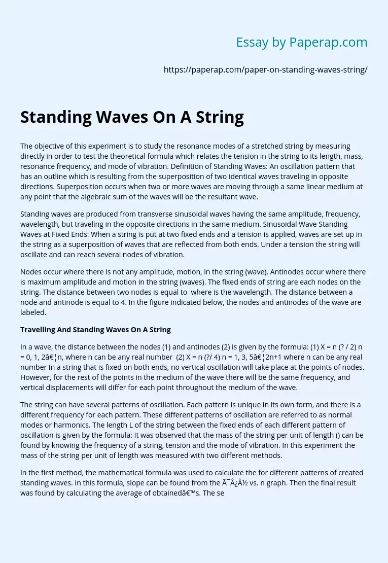 Running and Standing Waves on a String