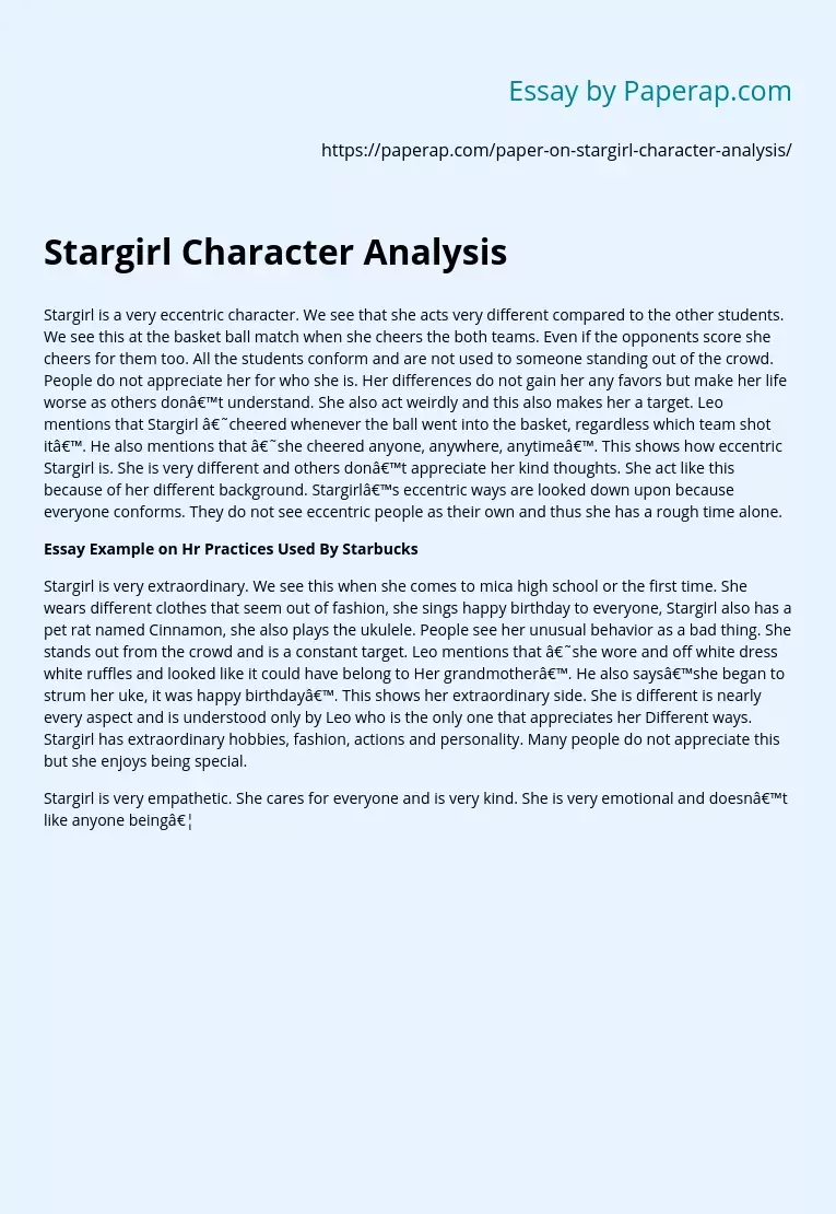 Stargirl Character Analysis