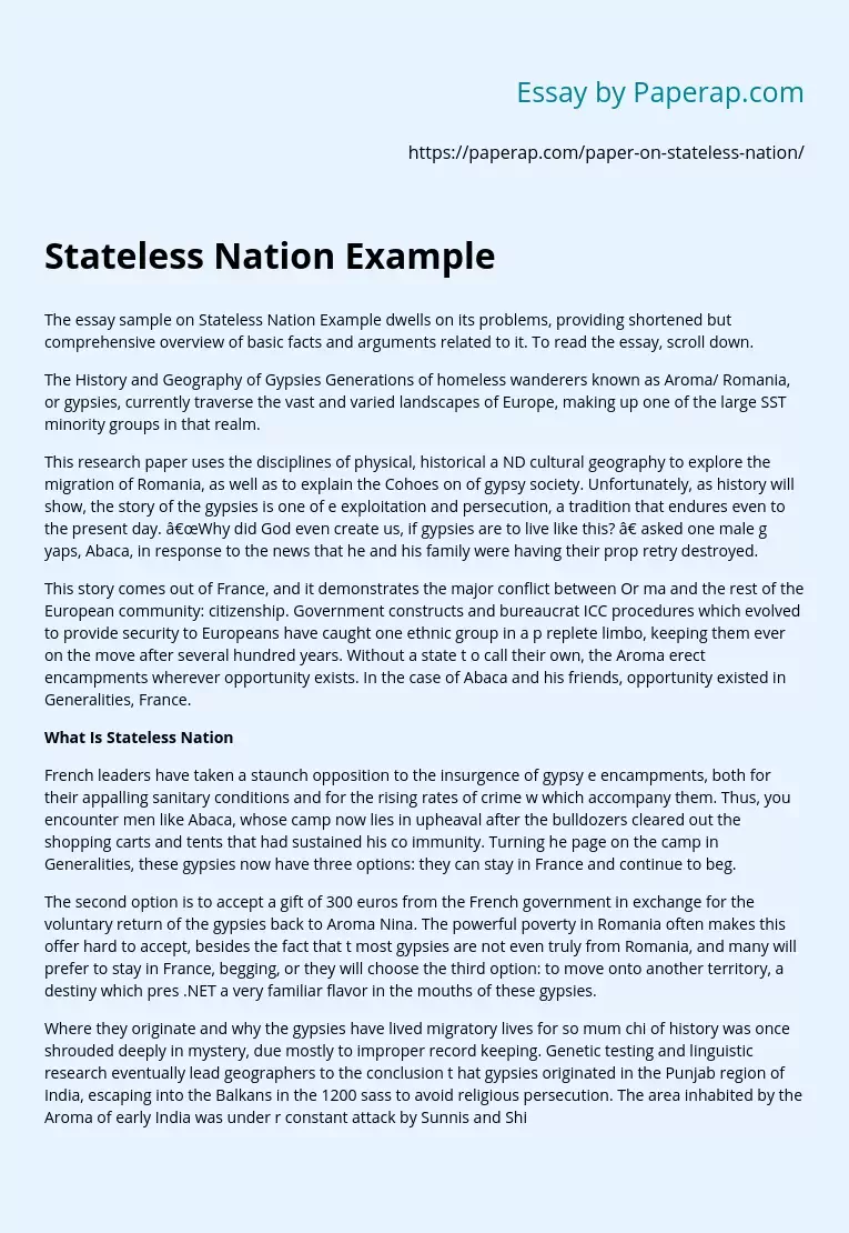 Stateless Nation Example