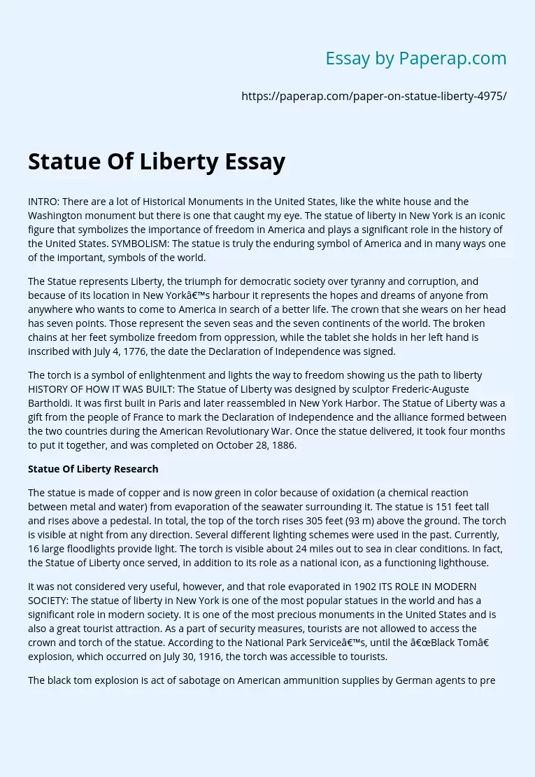 Statue Of Liberty Essay