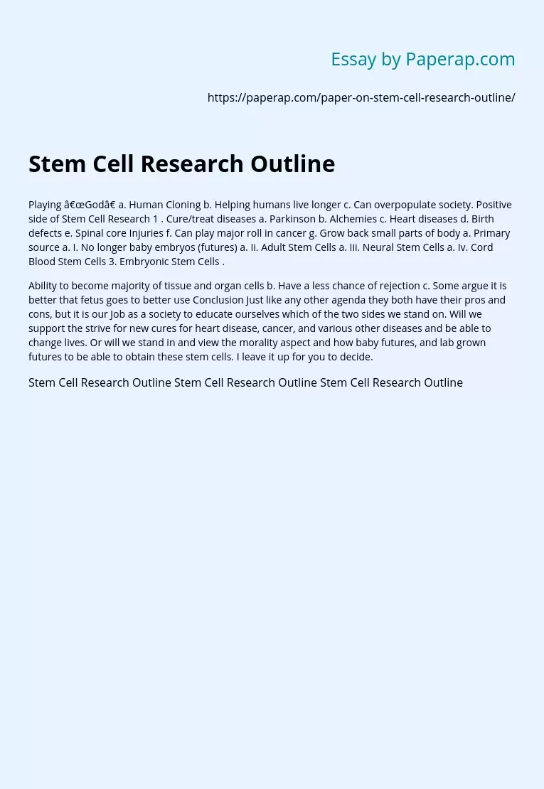 Stem Cell Research Outline