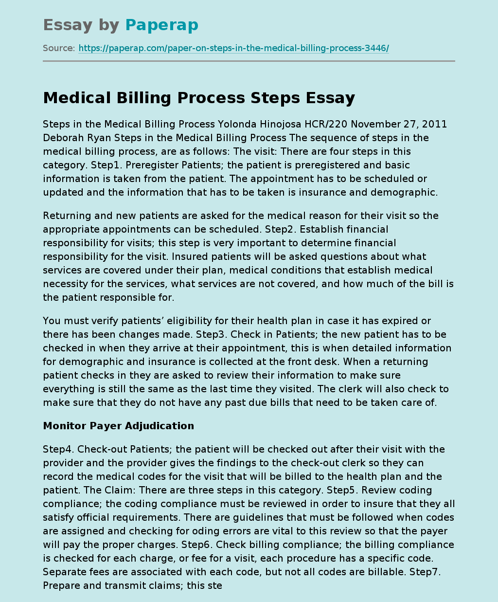 Medical Billing Process Steps