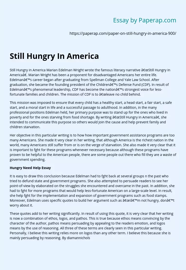 Still Hungry In America
