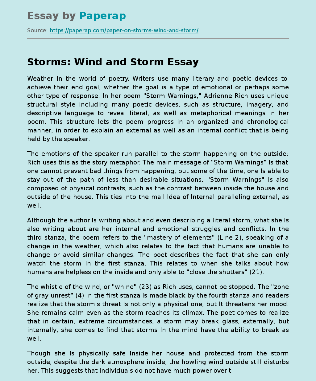 Storms: Wind and Storm