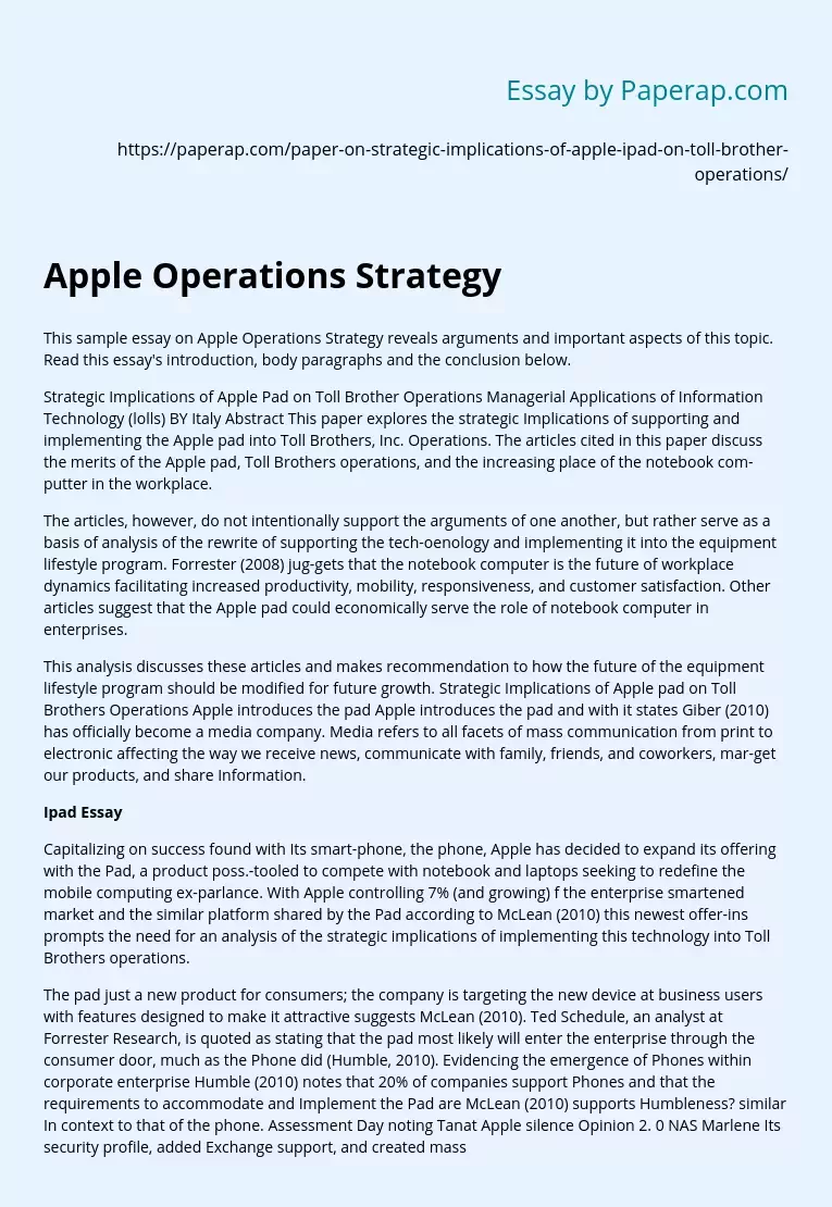Apple Operations Strategy