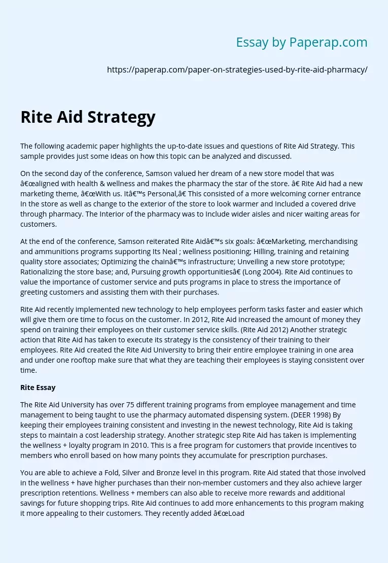 Rite Aid Strategy