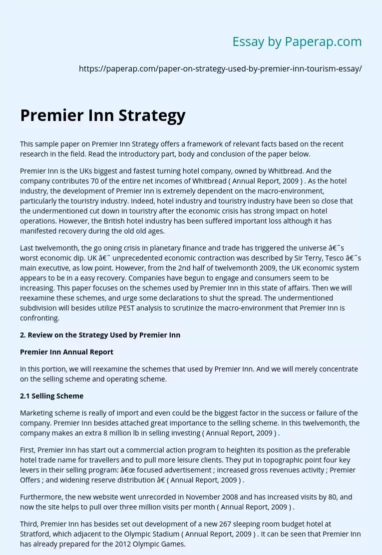 Premier Inn Strategy