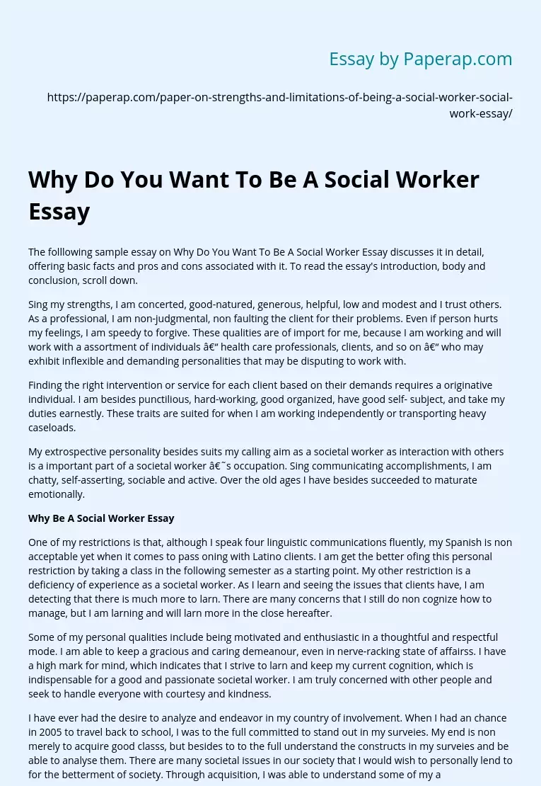 Why Do You Want To Be A Social Worker Essay