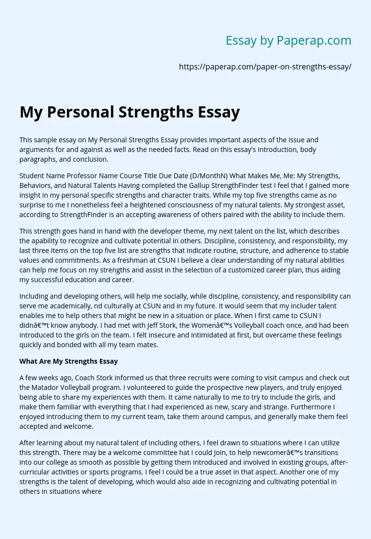 personal strengths college essay examples