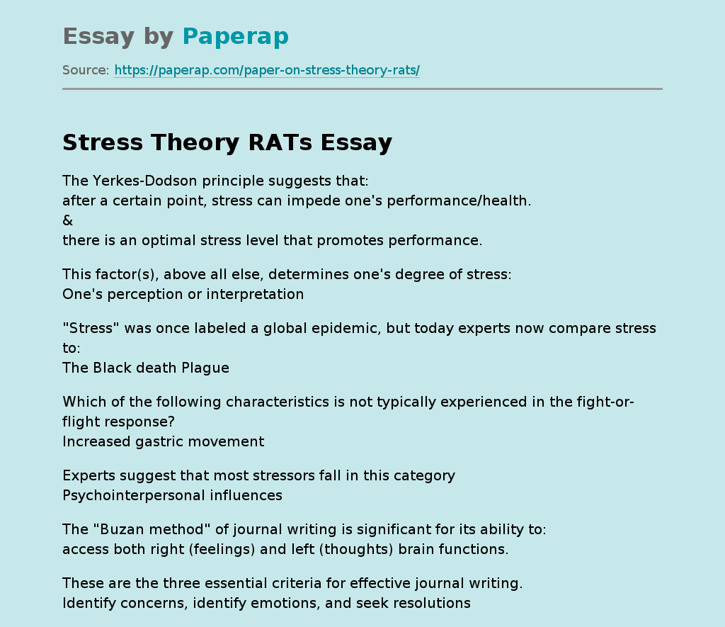Stress Theory RATs