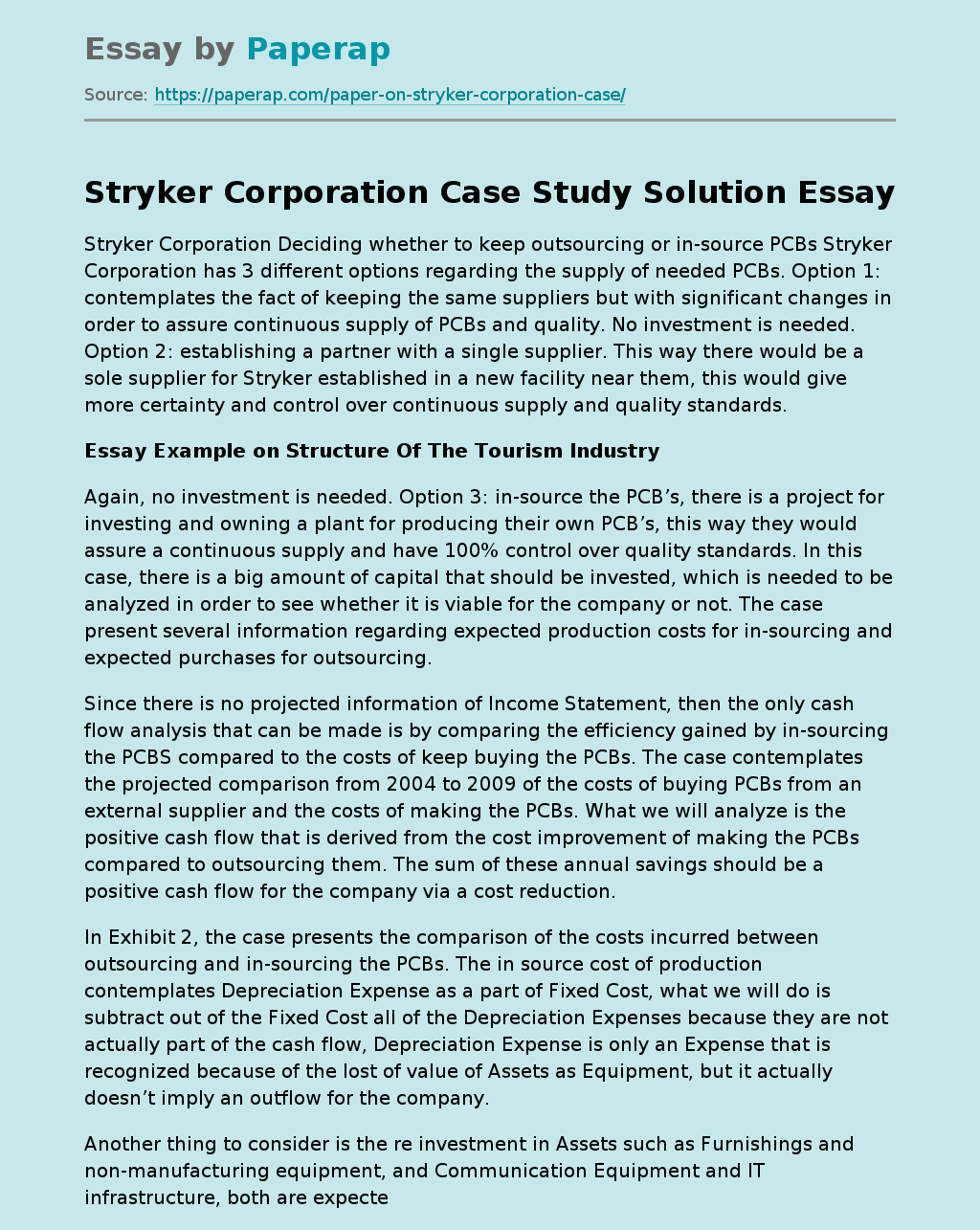 Stryker Corporation Case Study Solution