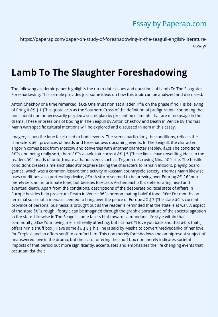 Lamb To The Slaughter Foreshadowing