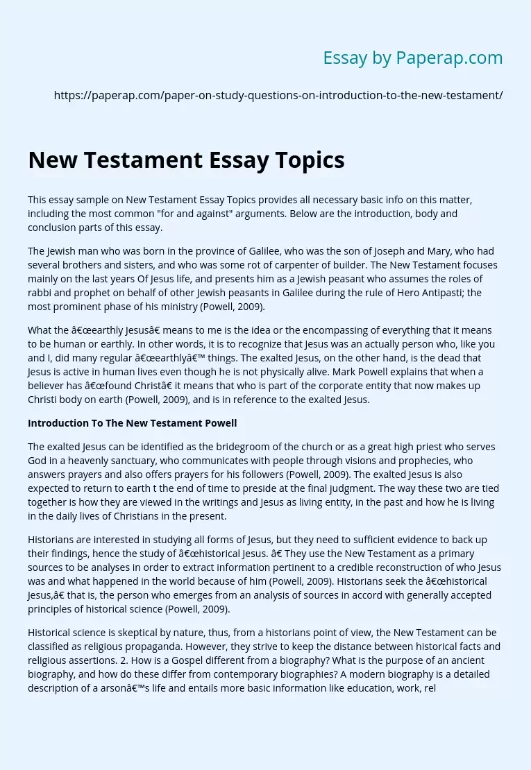 New Testament Essay Topics